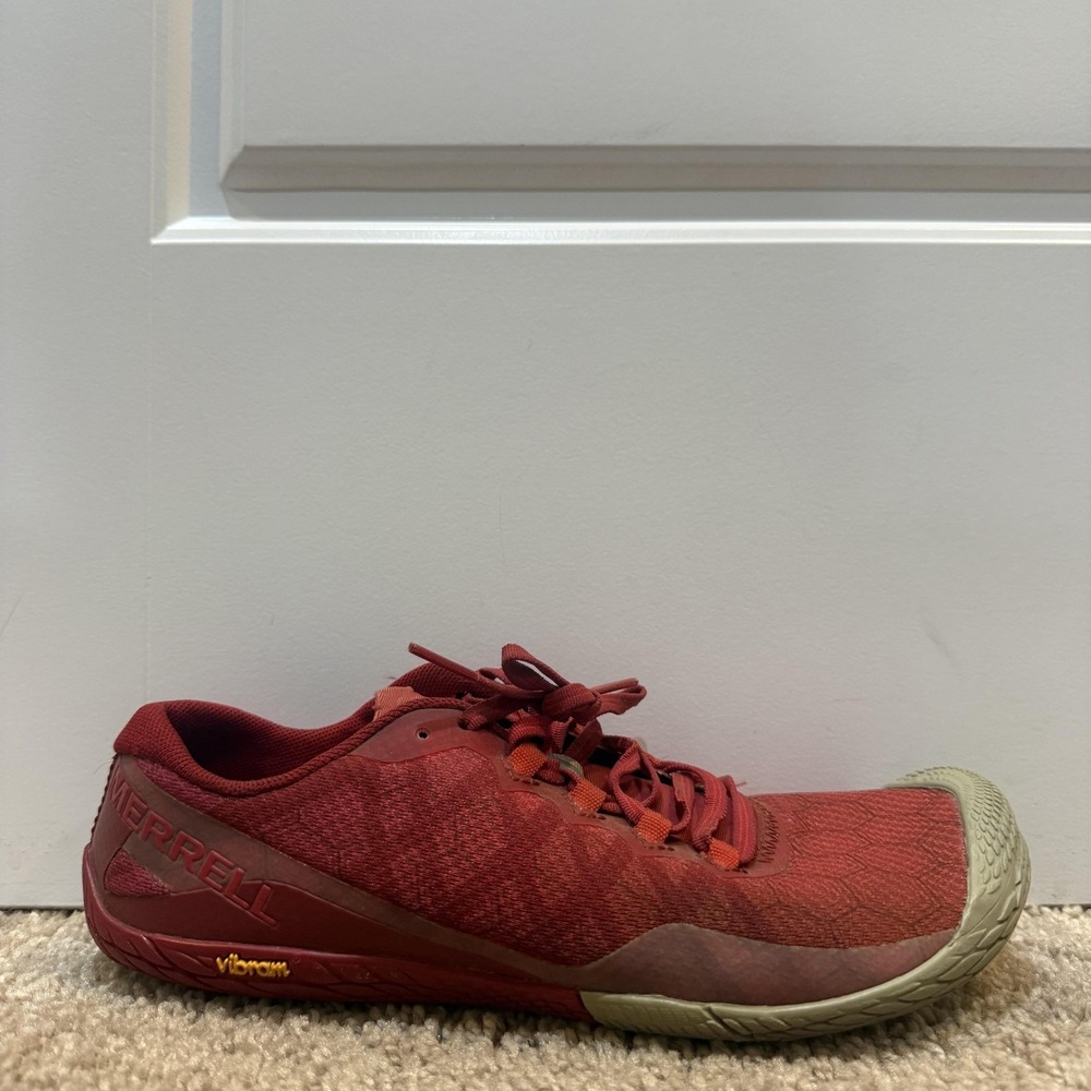 Merrell Barefoot Shoes Womens Size 7.5 Red Mesh Vibram Running Sneakers J09670